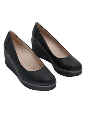Soul Naturalizer About-Time Womens Black Faux Leather 2" Wedge Pumps Size 8.5M